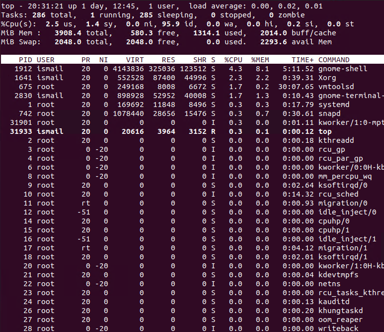 linux list all processes