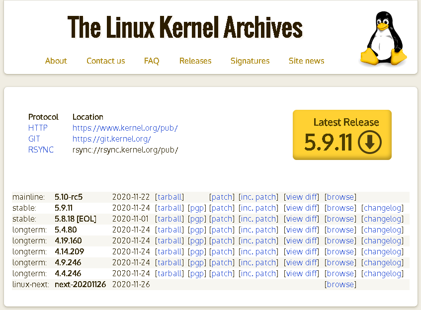 linux kernel versions