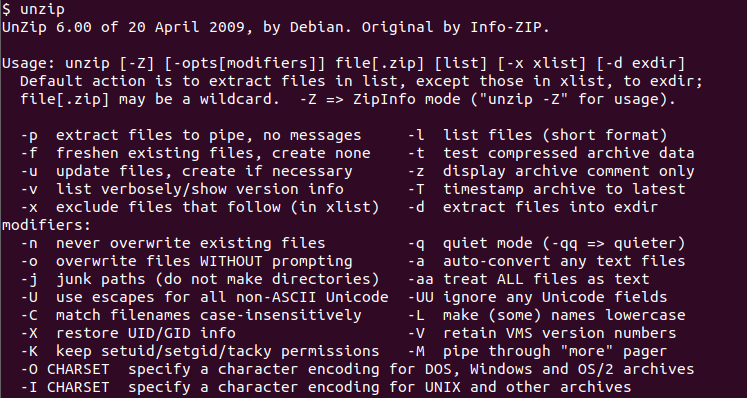 linux zip files